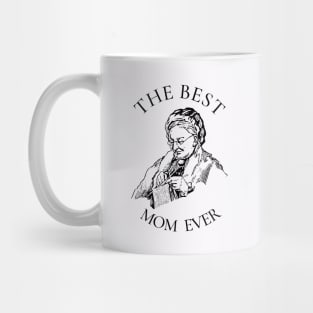 THE BEST KNITTING CRAFTS MOM LINE ART SIMPLE VECTOR STYLE, MOTHER OLD TIMES Mug